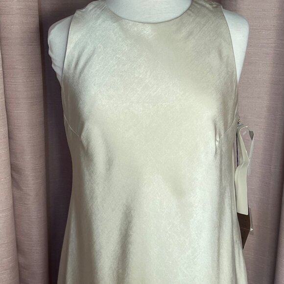 Carole Little Women's Size 14 Ivory A-Line Satin Dress NWT Career Elegant USA - Picture 3 of 14